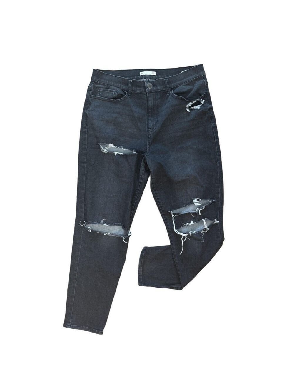 SO High Rise Distressed Mom Jeans Black Wash Size 11
